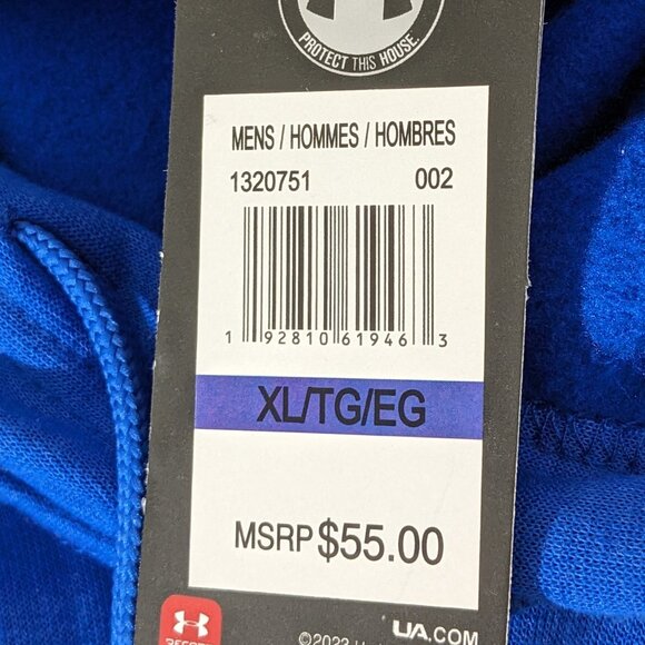'Under Armour' Men's Rival Fleece Big Logo Hoodie - Versa Blue  Size  XL NWT - Picture 8 of 9